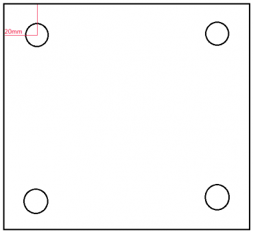 Preview: Edelstahlplatte 80x80x5mm 1.4301/1.4307 (Bohrung von 10-15mm wählbar!) EN 10058